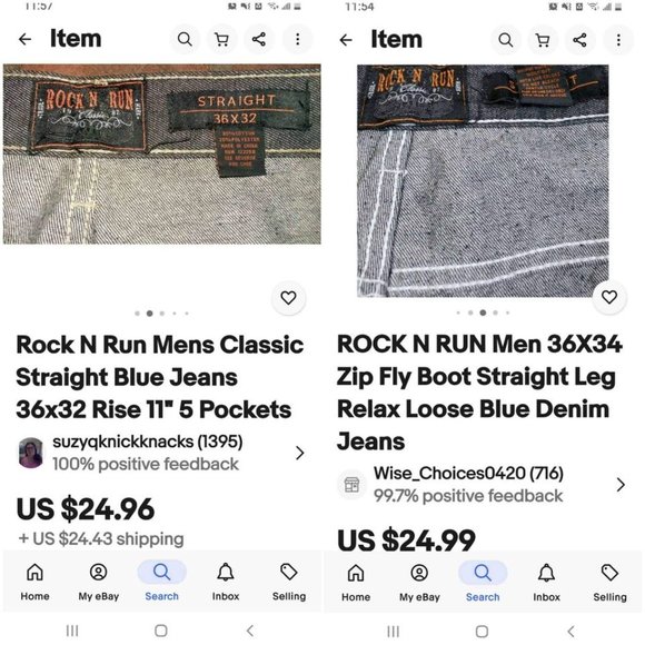 BRAND NEW Rock N Run classic CL9526W dk dark blue slim straight denim jeans pant - Picture 9 of 9